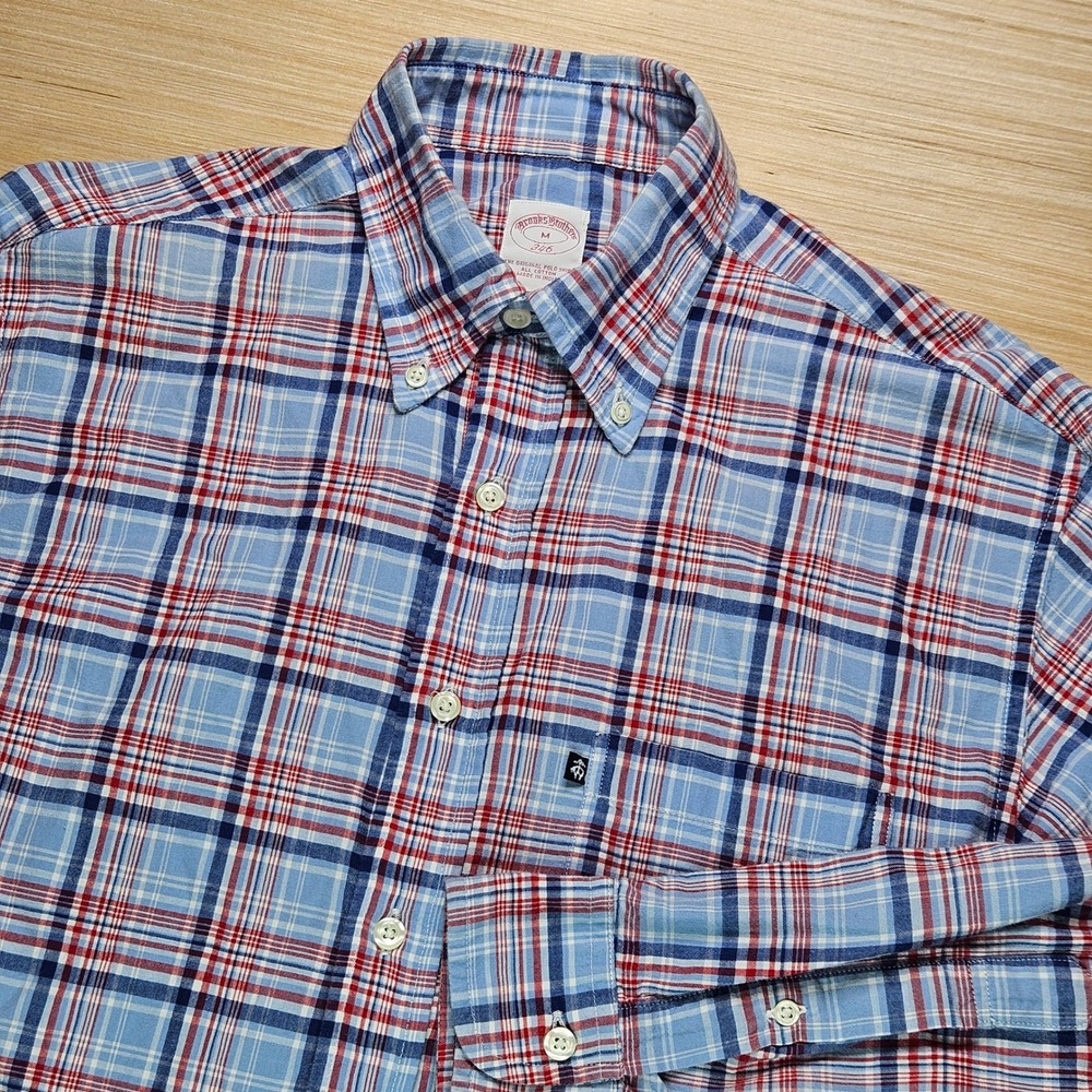 Brooks Brothers 346 Plaid The Original Polo Button Down Shirt Mens M Blue Red